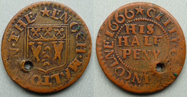 Lincoln, Enoch Malton 1666 halfpenny Lincoln, Enoch Malton 1666 halfpenny